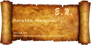 Beretka Manassé névjegykártya